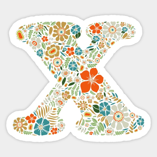 Hippie Floral Letter X Sticker by zeljkica